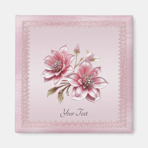 Moderne rosa Blumen Magnet