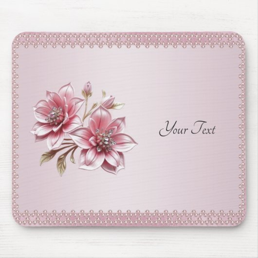 Moderne rosa Blumen-Mauspad Mousepad (Vorne)