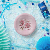 Moderne rosa Blumen Pappteller (Party)