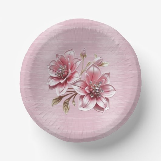 Moderne rosa Blumen Pappteller (Vorderseite)