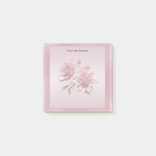 Moderne rosa Blumen Post-it-Notizen Post-it Klebezettel (Vorderseite)