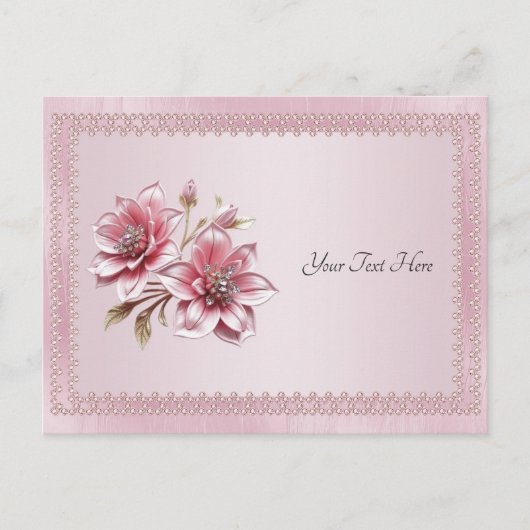 Moderne rosa Blumen Postkarte (Vorderseite)