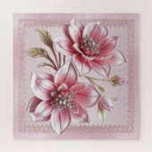 Moderne rosa Blumen Puzzle (Horizontal)