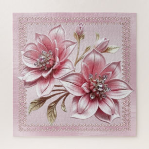 Moderne rosa Blumen Puzzle