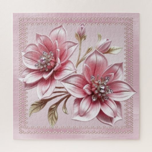 Moderne rosa Blumen Puzzle (Vertikal)