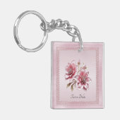 Moderne rosa Blumen Schlüsselanhänger (Vorderseite links)
