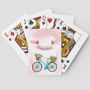 Moderne rosa Blumen Spielkarten