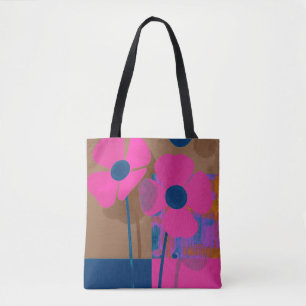 Moderne rosa Blumen-Tasche / Minimalistische kühne Tasche