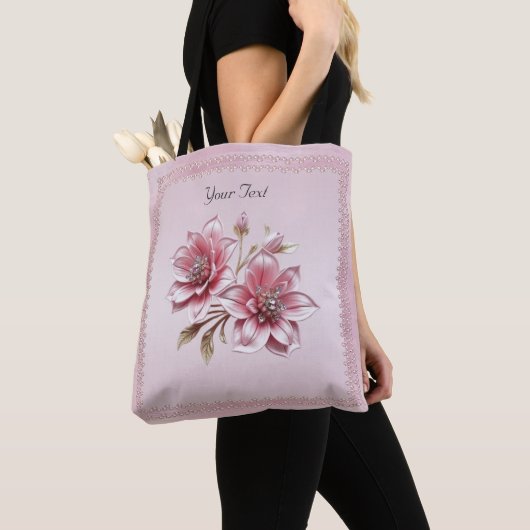 Moderne rosa Blumen-Tasche Tasche (Von Nahem)