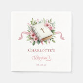Moderne rosa Blumen-Tauf-Papier-Serviette Serviette (Vorderseite)