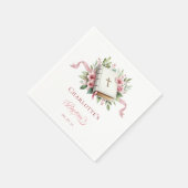 Moderne rosa Blumen-Tauf-Papier-Serviette Serviette (Ecke)