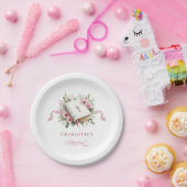 Moderne rosa Blumen Tauf-Papierplatte Pappteller (Party)