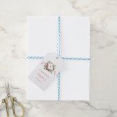 Moderne rosa Blumen Taufe Geschenkanhänger (Mit Garn)