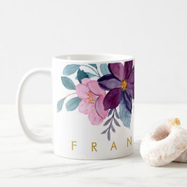 Moderne rosa Blumenfarbe Name hinzufügen Kaffeetasse