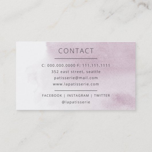 Moderne rosa Blumengebäck Konditorei Koch Visitenkarte (Rückseite)