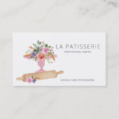 Moderne rosa Blumengebäck Konditorei Koch Visitenkarte (Vorderseite)