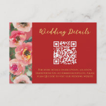 Moderne rosa Blumengrenze Chinesische Hochzeit QR-