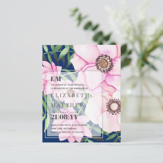 Moderne Rosa Blumenhochzeit - CUSTOM FARBEN (Stehend Vorderseite)