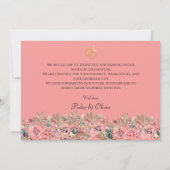 Moderne rosa Blumenhochzeit Dankeskarte (Rückseite)