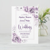 Moderne rosa Blumenhochzeit Einladung (Stehend Vorderseite)