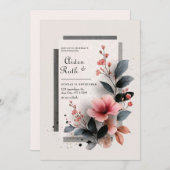 Moderne rosa Blumenhochzeit Einladung (Vorne/Hinten)