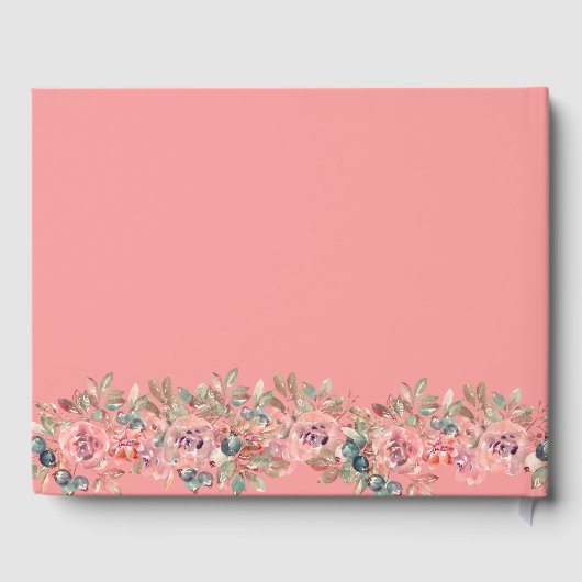 Moderne rosa Blumenhochzeit Gästebuch (Rückseite)
