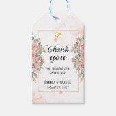 Moderne rosa Blumenhochzeit Geschenkanhänger (Vorderseite)