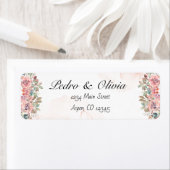 Moderne rosa Blumenhochzeit Rücksendeadresse (Insitu)