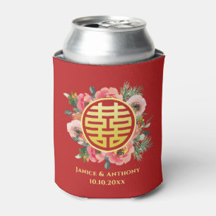 Moderne rosa Blumenkranz chinesische Hochzeit Dosenkühler