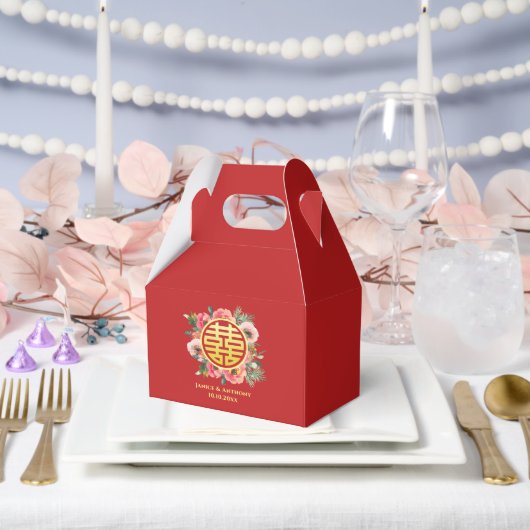 Moderne rosa Blumenkranz chinesische Hochzeit Geschenkschachtel (Hochzeit)