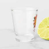 Moderne rosa Blumenkranz chinesische Hochzeit Schnapsglas (Links)