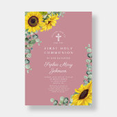 Moderne rosa Blumenkreuz Erste Kommune Einladung