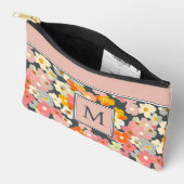 Moderne rosa Blumenmonogramm-Initiale Zubehörtasche (Offen)