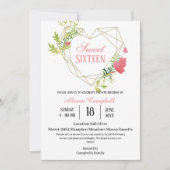 Moderne rosa Blumenrübe 16 Geburtstagsparty Einladung (Vorderseite)