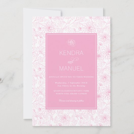 Moderne Rosa Blumentoilette Einladung (Vorderseite)