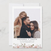 Moderne Rosa Blush Boho Blumenzehen Einladung (Rückseite)