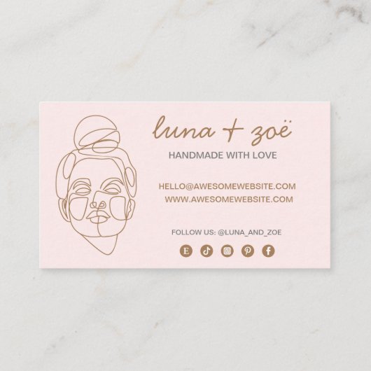 Moderne Rosa Blush Feminine Line Discount Card Rabattkarte (Rückseite)