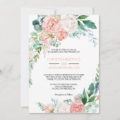 Moderne rosa Blush Tropical Floral Hochzeit Einladung (Vorderseite)