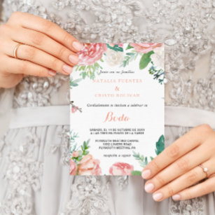 Moderne Rosa Blush Tropical Floral Wedding Einladung
