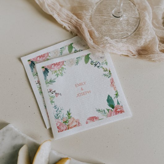 Moderne Rosa Blush Tropical Floral Wedkin Napkin Serviette
