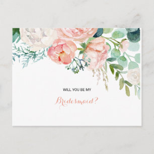 Moderne rosa Blush tropische Blumenüberdacht Einladungspostkarte