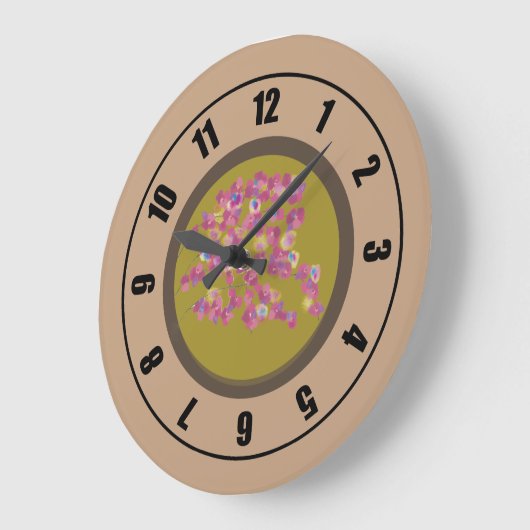 Moderne rosa Blüten große Uhr (Winkel)