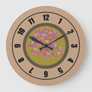 Moderne rosa Blüten große Uhr