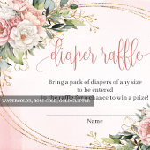 Moderne rosa Blüten Grüne Windel-Raffle Begleitkarte