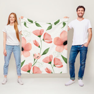 Moderne rosa Blüten personalisieren Fleecedecke