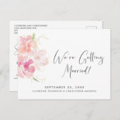 Moderne Rosa Blütenfarbe Ankündigungspostkarte (Vorne/Hinten)