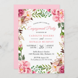 Moderne rosa Blütenpinke florale Engagement Party Einladung