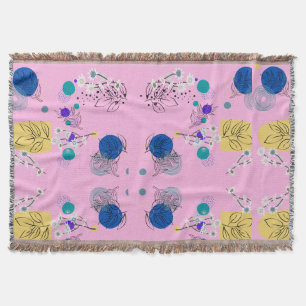 Moderne rosa Boho-Blumen abstrakte botanische Form Decke