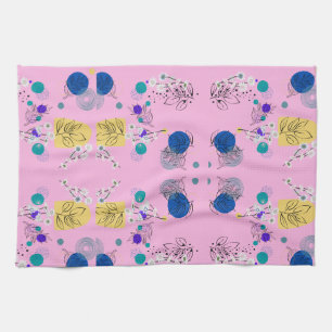 Moderne rosa Boho-Blumen abstrakte botanische Form Geschirrtuch