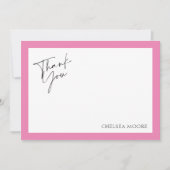 Moderne rosa Border Spot Flat Danke Karte (Vorderseite)